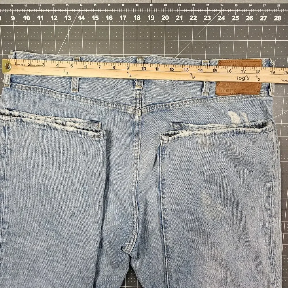 Levis Premium 551Z Jeans 38x32 Blue Hemp 90s Loose Baggy Straight Y2K Streetwear